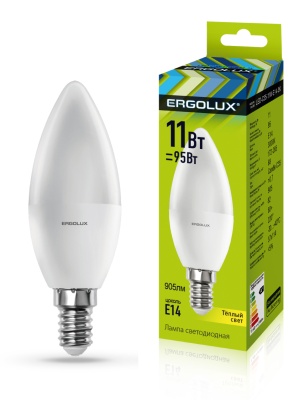 Лампа Ergolux LED-C35-11W-E14-3K Свеча 172-265V