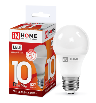 Лампа светодиодная IN HOME LED-A60-VC 10Вт 230В E27 6500K 900Лм