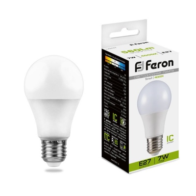 Лампа светодиодная FERON LB-91 20LED/7W 230V E27 4000K A60 (10/50)