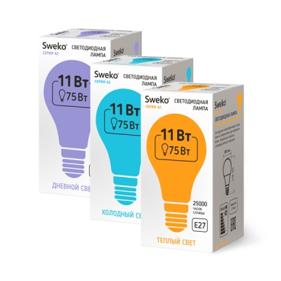 Светодиодная лампа Sweko 42 серия 42LED-A60-11W-230-6500K-E27-P