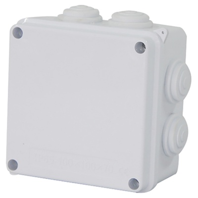 Коробка разветвительная STEKKER EBX30-02-65 100*100*70 мм 7 мембранных вводов IP65 светло-серая 