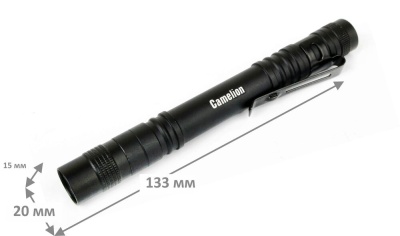 Фонарь CAMELION LED 51517 черный,  LED XPE, 3 реж 2XLR03 в компл., алюм., откр. блистер