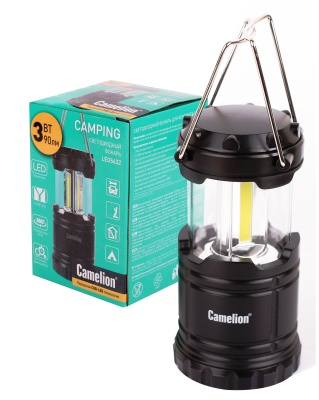 Фонарь CAMELION LED 5632 для кемпинга 3XR03, черный, 3X COB LED, пласт. кор.