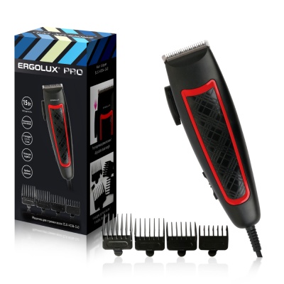 Машинка для стрижки волос ERGOLUX ELX-HC04-C43 черный с красным PRO15Вт, 220-240В
