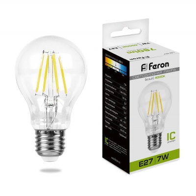 Лампа светодиодная FERON LB-57 6LED/7W 230V E27 4000K филамент A60