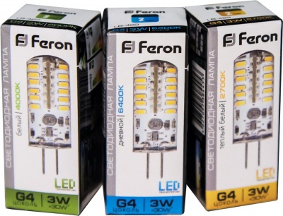 Лампа светодиодная FERON LB-422 48LED/3W 12V G4 4000K капсула силикон 11x38mm (1000)