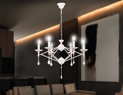 Люстра подвесная Ambrella TR9596/6 WH белый E14/6 max 40W D660*880