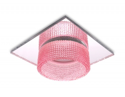 Светильник Ambrella TN356 CH/PI хром/розовый GU5.3+3W (LED COLD) 95*95*45 Встраиваемый