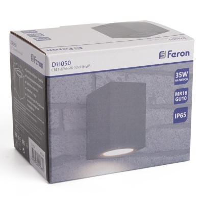 Светильник FERON DH050 230V без лампы GU10, 68*78*100 серый (на стену)