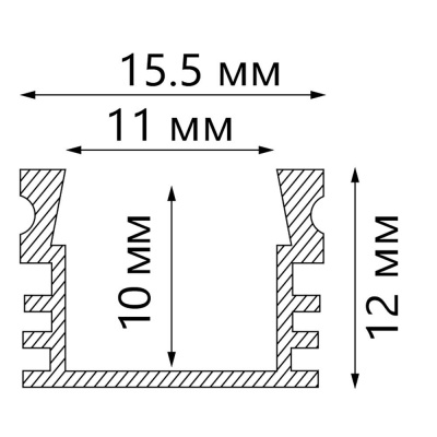 Соединительный профиль FERON CAB261 "накладной" широкий с заглушками серебро, 2м (40)