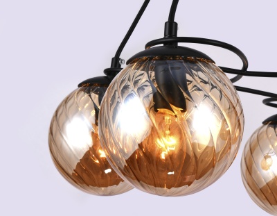 Люстра подвесная Ambrella TR9022/5 BK/TI черный/янтарь E14 max 40W D560*800