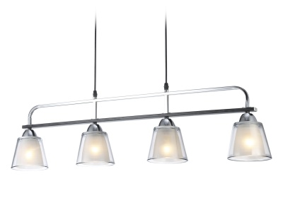 Люстра подвесная Ambrella TR303244/4 BK/CH/SM/FR черный/хром/дымчатый/белый матовый E27*4 max 60W