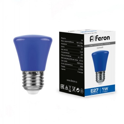 Лампа светодиодная FERON LB-372 1W 230V Е27 синий Колокольчик для белт лайта