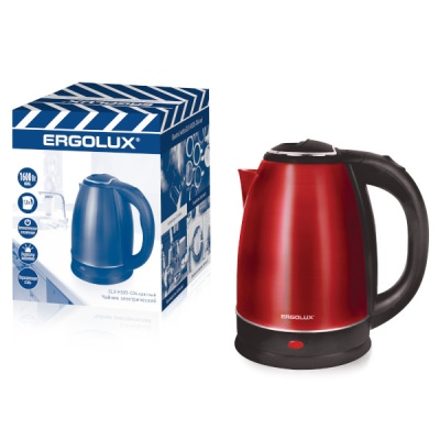 Чайник ERGOLUX ELX-KS05-C04 красный ПРОМО (чайник нерж.сталь, 1.8л, 220-240В, 1600 Вт)