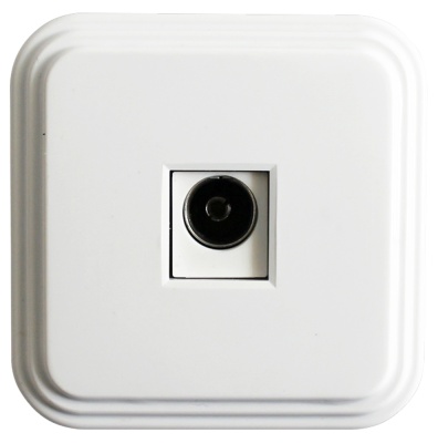 Розетка телевизионная 1-местная, 75 Ом, 5-862МГц, PST00-20-20, белый, серия БРЕСТ