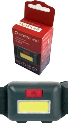 Фонарь ULTRAFLASH LED5356 налобный, черный, 0,95Вт COB LED, 3 реж, 3XAAA, пласт, кор