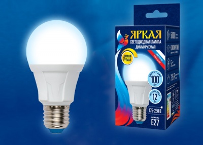 Лампа светодиодная UNIEL LED-A60 12W/6500K/E27/FR/DIM PLP01WH картон