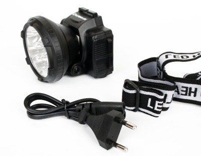 Фонарь ULTRAFLASH LED5362 налобный аккум., черный 7LED 2режима, пластик (1/100)