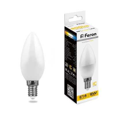 Лампа светодиодная FERON LB-570 9W 230V E14 2700K свеча