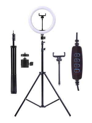 Светильник кольцевой CAMELION KD-810F C02 LED 10Вт, подставка для смартфона, напольн.на штативе