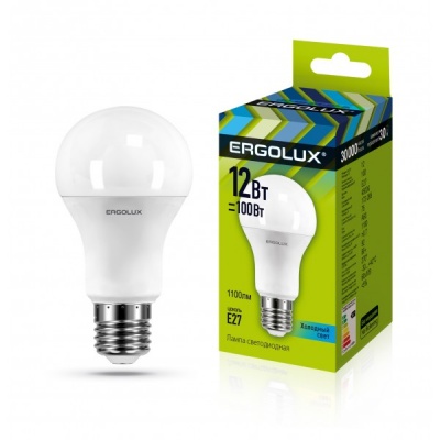 Лампа Ergolux LED-A60-12W-E27-4K ЛОН 172-265V