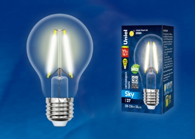 Лампа светодиодная UNIEL LED-A60-12W/3000K/E27/CL PLS02WH картон