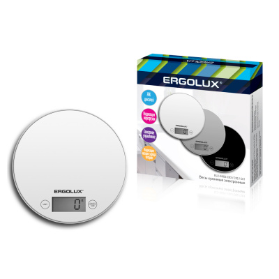 Весы кухонные ERGOLUX ELX-SK03-С01 белые (до 5кг, 185мм круглые) (1/20)