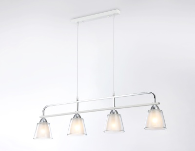 Люстра подвесная Ambrella TR303242/4 WH/CH/CL/FR белый/хром/прозрачный/белый матовый E27*4 max 60W 